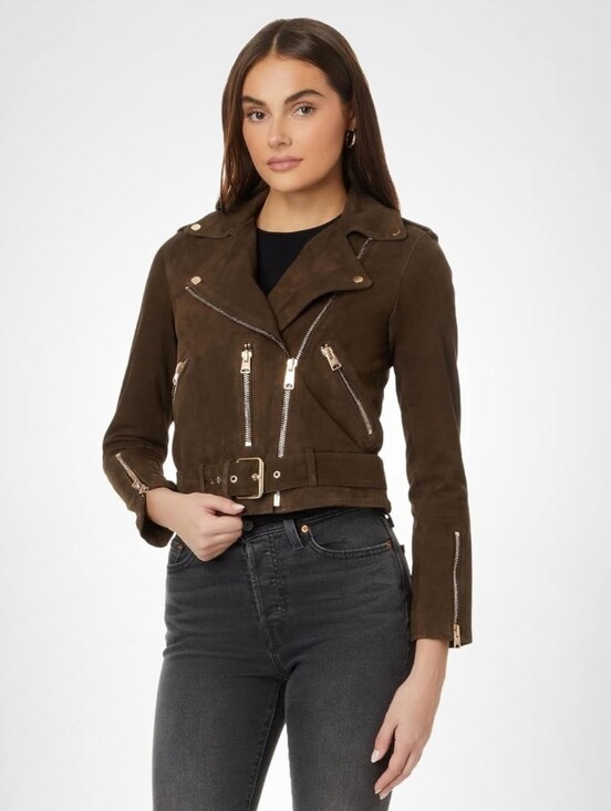 All Saints Jackets & Blazers - All Saints Women's 8 Suede Balfern Biker Tarmac Green Jacket New With Tags